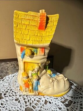 1960s Mid Century Still Bank - OLD WOMAN WHO LIVED IN A SHOE Fairy Tale. Vintage